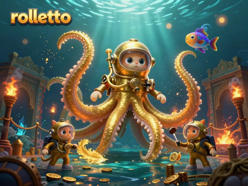 Experience the captivating roletto casino adventure with a kraken, diving cat, and glowing fish.