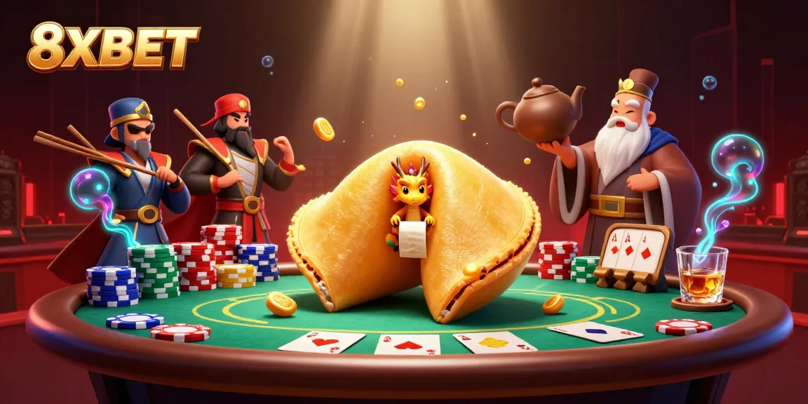 Experience thrilling gameplay at 8XBET with an immersive casino illustration full of dynamic gaming elements.