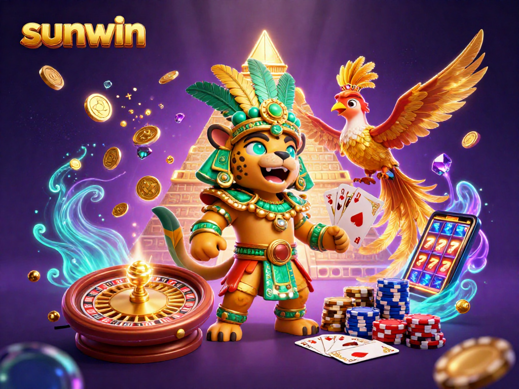 sunwin brings vibrant casino excitement with a Mayan jaguar priest and golden treasures.