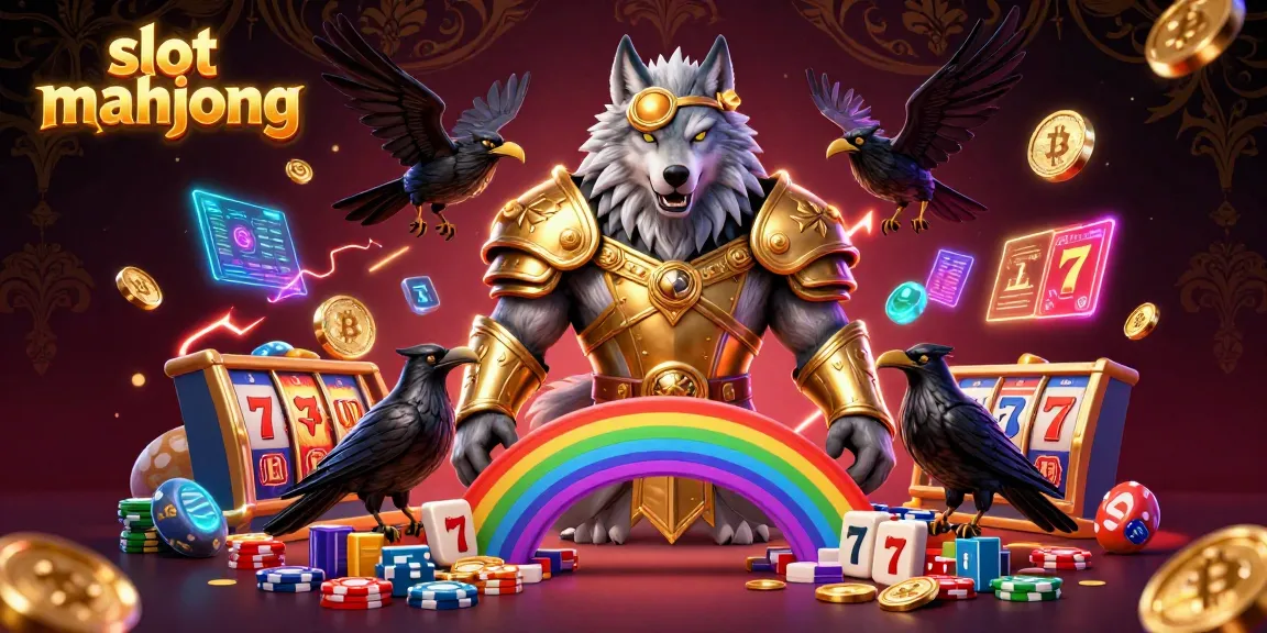Engage in slot Mahjong excitement with a dynamic 3D illustration showcasing Odin and his ravens amidst casino chip designs.