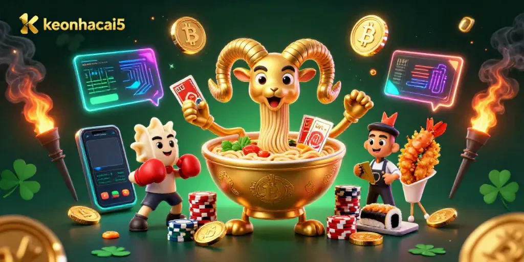 Engage with keonhacai5's vibrant scene featuring animated characters in a gambling-themed adventure.