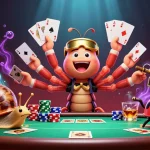 Experience excitement at GG88's vibrant casino scene with a cartoon millipede dealer and high-roller snail.