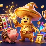 Experience the magic of crazyvegas with a golden mushroom wizard turning slot reels into treasure.