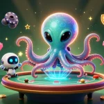 Engage with sunwin trang chính through a dynamic casino scene showcasing an alien octopus at a poker table surrounded by colorful game elements.