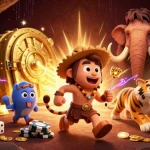 Engage with cổng game go88's exciting prehistoric casino with vibrant characters and dazzling treasures.